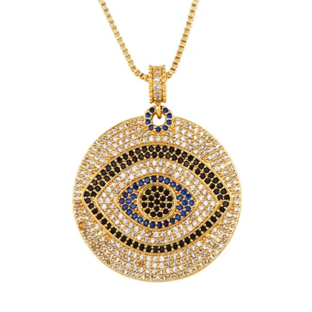 ZIRCONIA LONG CHAIN ROUND NECKLACE - Picture 3 of 4